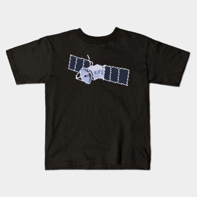 Satellite Pixel Art Kids T-Shirt by AeroGeek